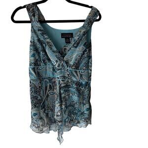 Separates Y2k Size Small Blue Hippie Boho Chiffon Fairy Paisley Top